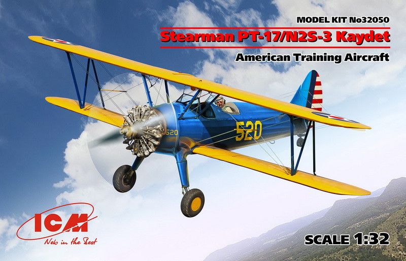 Пластикова модель 1/32 ICM 32050 американський навчальний літак Stearman PT-17/N2S-3 Kaydet