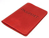 Шкіряна обкладинка на Паспорт червона для документів натуральна шкіра, фото 2