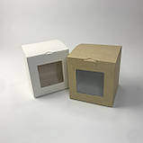 Коробка для чашки, 100*100*100 мм, з вікном, крафт, фото 5