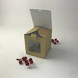 Коробка для чашки, 100*100*100 мм, з вікном, крафт, фото 2