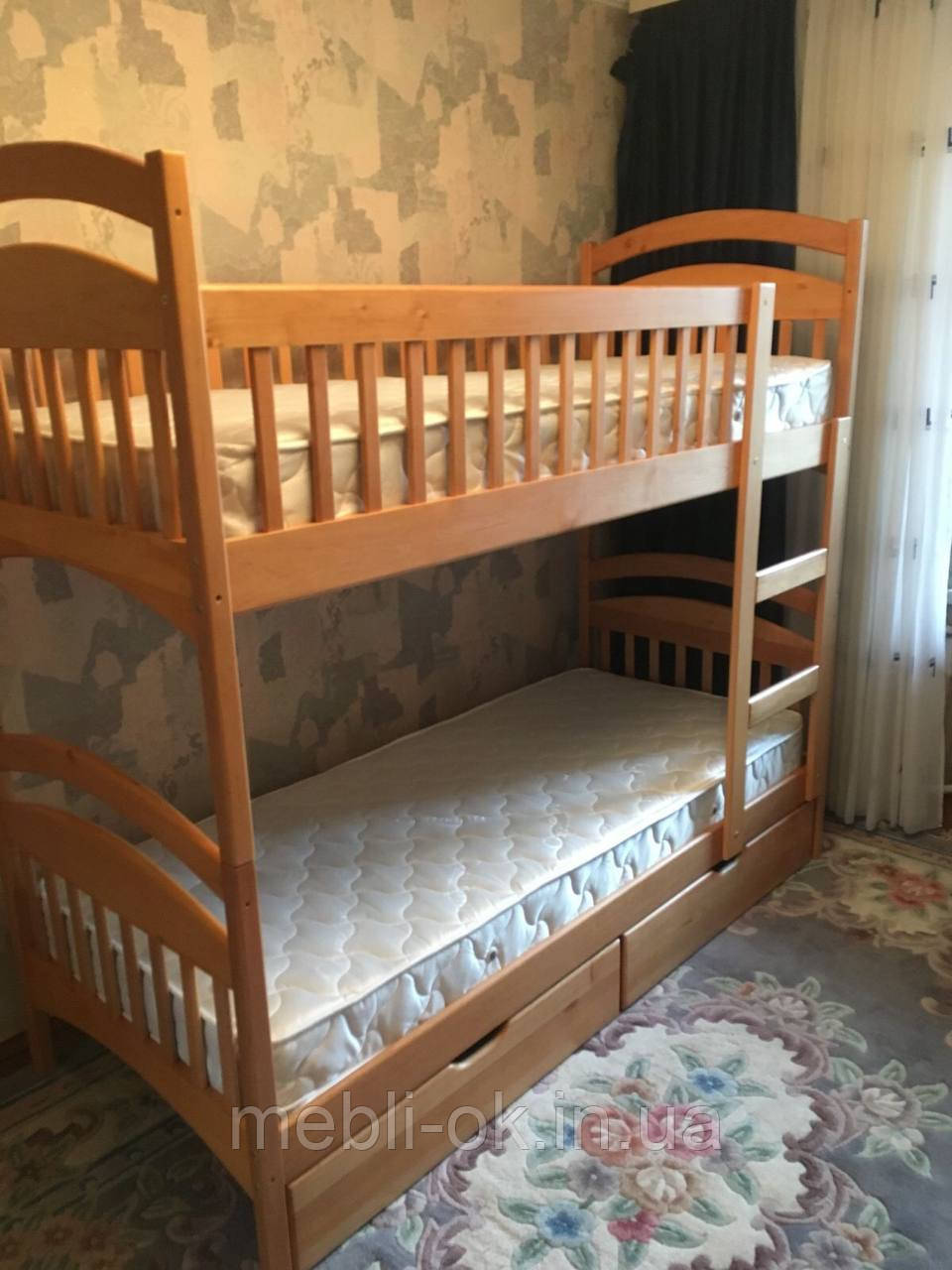 Двох'ярусне дитяче ліжко Карина Посилена 80*190 дерев'яна