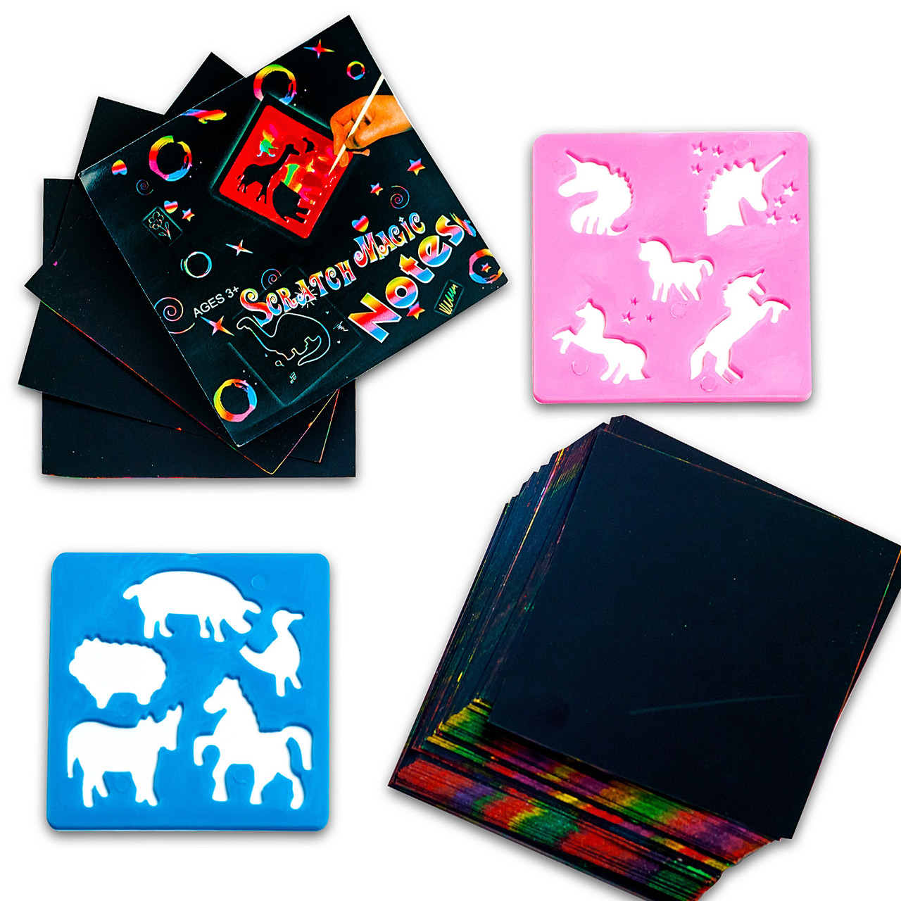 Набор для скретч букинга Rainbow Scretch скретч набор для творчества детский разноцветный с шаблонами - фото 2 - id-p1424318574