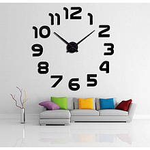 3D Годинники настінні 120 см Арабські ,Чорні дзеркальні годинник на стіну