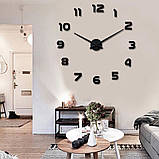 3D Годинники настінні 120 см Арабські ,Чорні дзеркальні годинник на стіну, фото 2