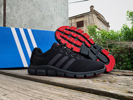 Чоловічі літні кросівки сітка Adidas Climacool дихають Black чорні, фото 1