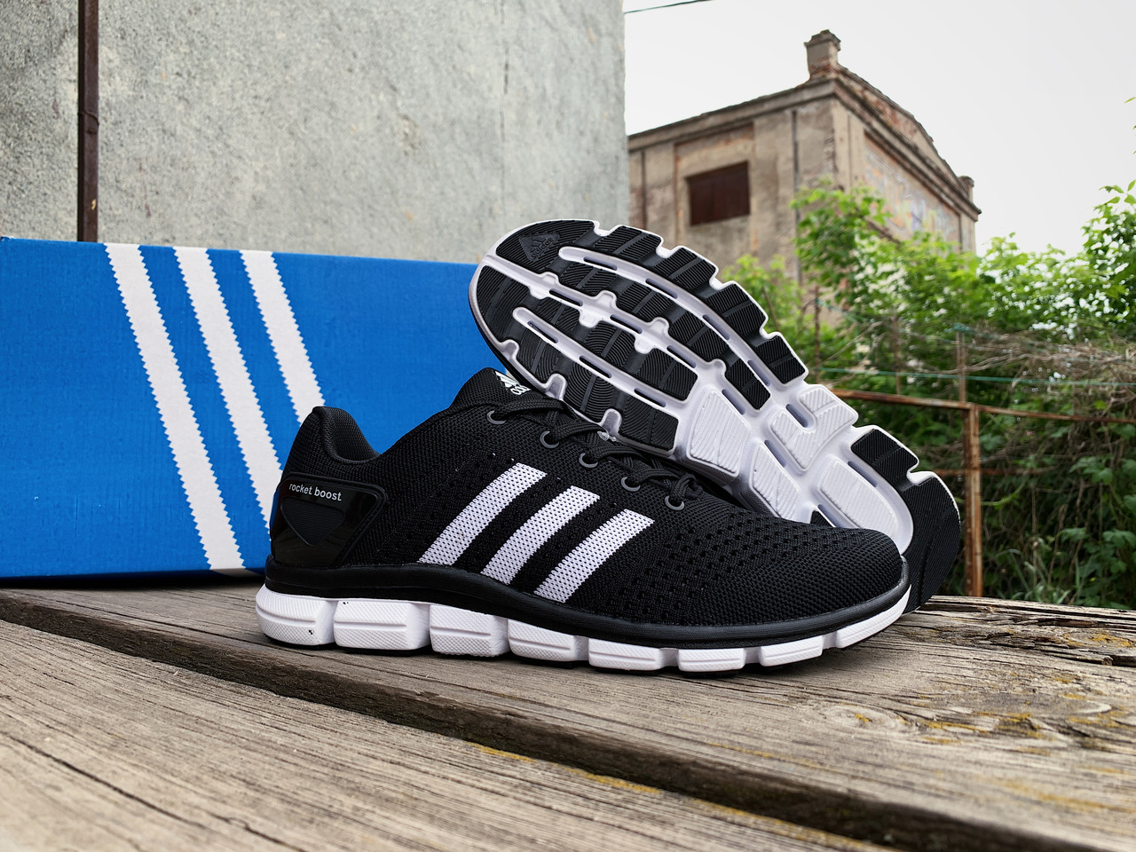 Чоловічі кросівки літні сітка Adidas Climacool дихаючі Black White чорні з білим