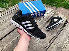 Чоловічі кросівки літні сітка Adidas Climacool дихаючі Black White чорні з білим, фото 4