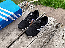 Чоловічі кросівки літні сітка Adidas Climacool дихаючі Black White чорні з білим, фото 5
