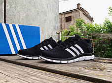 Чоловічі кросівки літні сітка Adidas Climacool дихаючі Black White чорні з білим, фото 3
