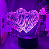 3D Світильник, "Серця Амура", Подарунок для мами на день народження, Подарунок на день народження батька, фото 4