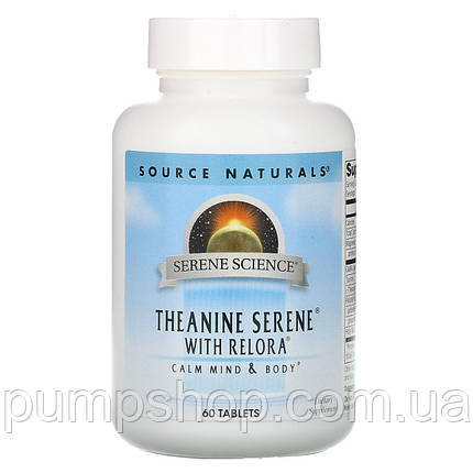 Амінокислота Л-Теанін Source Naturals Serene Science Theanine Serene with Relora 60 таб., фото 2