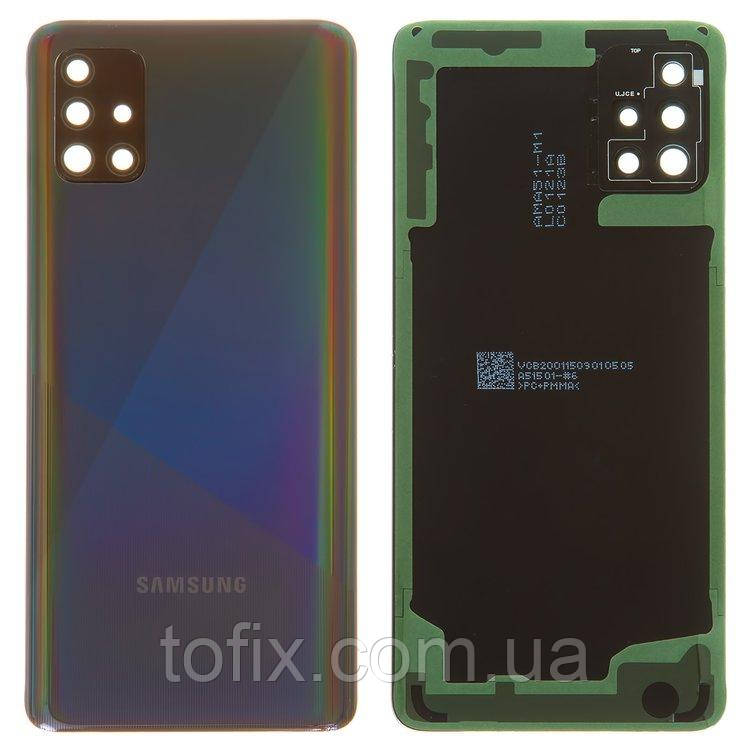 Задня панель корпусу (кришка акумулятора) для Samsung Galaxy A51 A515, зі склом камери Чорний