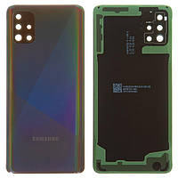 Задняя панель корпуса (крышка аккумулятора) для Samsung Galaxy A51 A515, со стеклом камеры, оригинал Черный