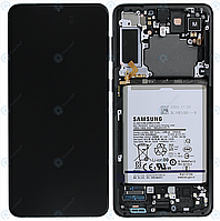 Дисплей для Samsung Galaxy S21 Plus G996, модуль (экран) с рамкой черной, сервисный оригинал (GH82-24555A)