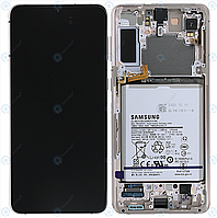 Дисплей для Samsung Galaxy S21 Plus G996, модуль (экран) с рамкой фиолетовый, сервисный оригинал (GH82-24555B)