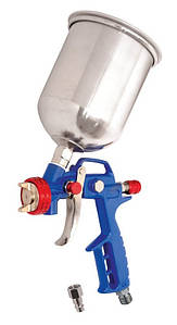 Пневматичний фарборозпилювач MasterTool 81-8719, HP СБ 600 мл, алюміній, Діаметр 1,5 мм, 120-170 л/хв, 3,5-5 бар