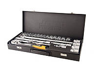 Набір насадок торцевих MasterTool 78-4124 PROFI, CrV 1/2" 10-32 мм, тріскачка 72Т, 24 шт метал.кейс, фото 2