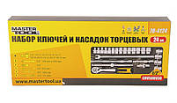 Набір насадок торцевих MasterTool 78-4124 PROFI, CrV 1/2" 10-32 мм, тріскачка 72Т, 24 шт метал.кейс, фото 4