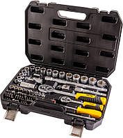 Набір насадок торцевих MasterTool 78-5072 PROFI, CrV 1/4" - 1/2", тріскачка 72Т, 72 шт, кейс