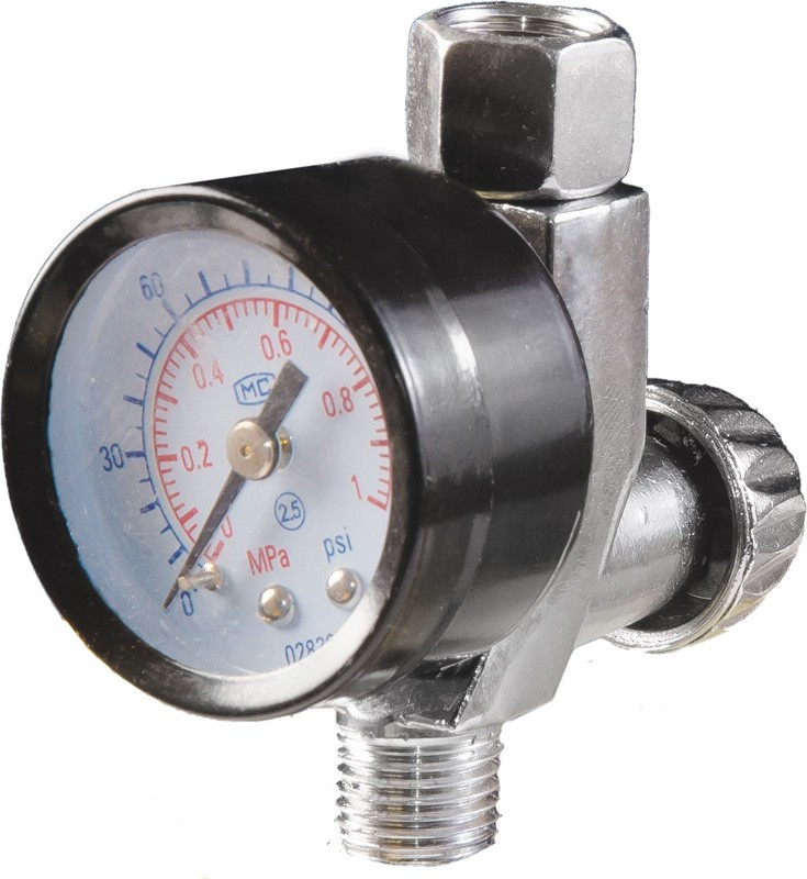 Редуктор з манометром для фарбопульта MasterTool 80-8919, 0-12 бар, мет., 1/4"