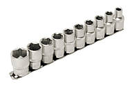 Набір насадок торцевих шестигранних MasterTool 78-1210, CrV 1/2", 10 шт (8/10/12/13/14/15/16/17/18/19)