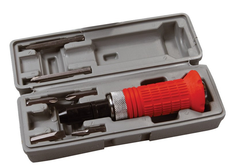 Викрутка ударно-поворотна MasterTool 40-0150, 6 насадок, гум. ручка, в кейсі, фото 1