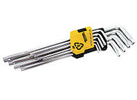 Ключи TORX MasterTool 75-0961, набор 9 шт CrV длинные (Т10-Т50 L90-227мм)