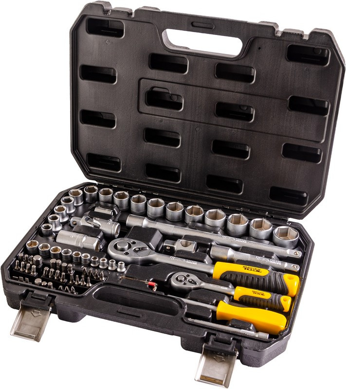 Набір насадок торцевих MasterTool 78-5072 PROFI, CrV 1/4" - 1/2", тріскачка 72Т, 72 шт, кейс, фото 1