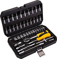 Набір насадок торцевих MasterTool 78-2047 PROFI, CrV 1/4" 4-14 мм,тріскачка 72Т, 46 шт, кейс, фото 3