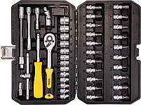 Набір насадок торцевих MasterTool 78-2047 PROFI, CrV 1/4" 4-14 мм,тріскачка 72Т, 46 шт, кейс, фото 5