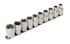 Набір насадок торцевих шестигранних MasterTool 78-1210, CrV 1/2", 10 шт (8/10/12/13/14/15/16/17/18/19)