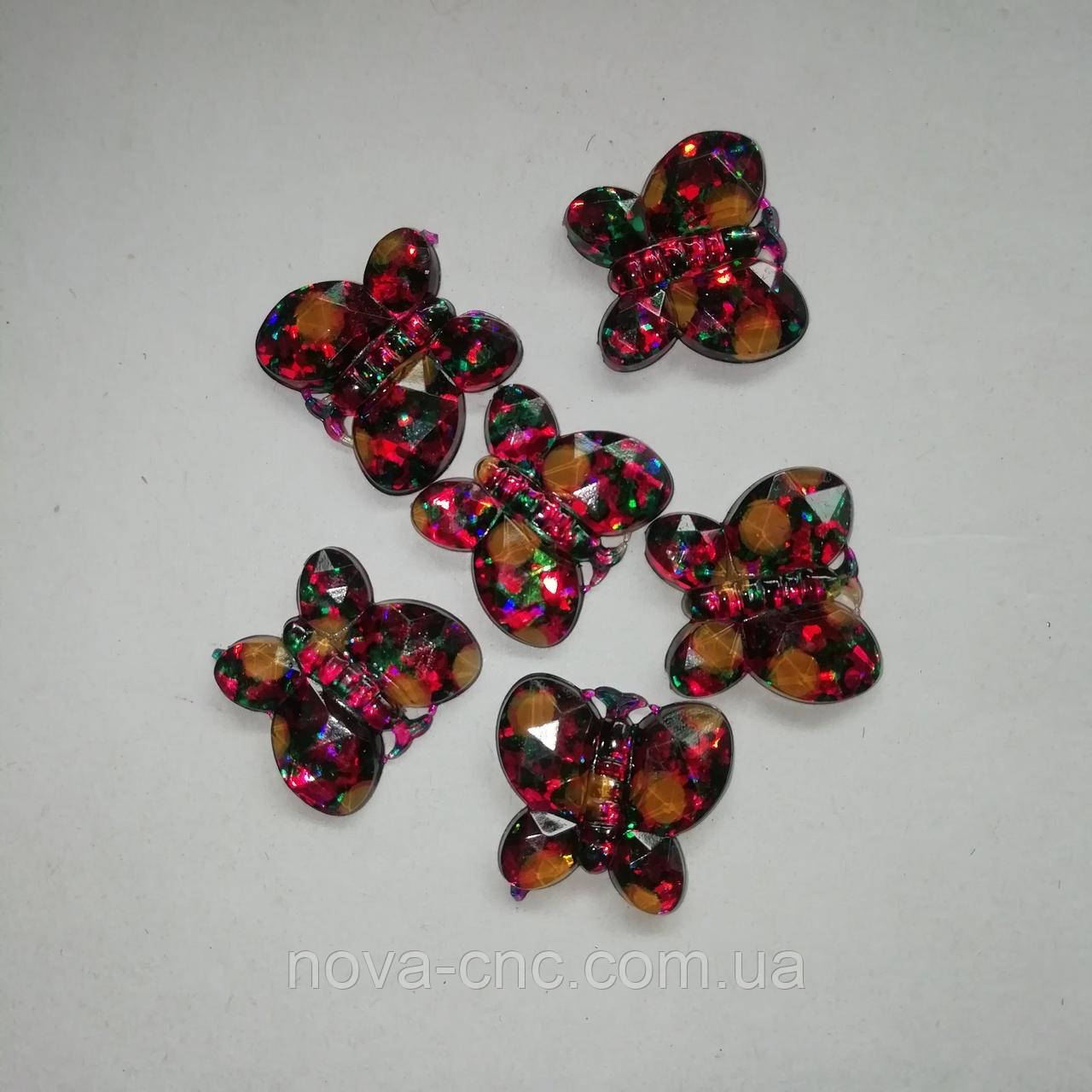 Клейові кабошони "Метелик" Колір: мікс червона голограма, 15 х 13 мм 20 шт уп