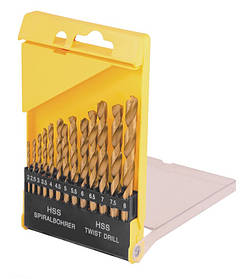 Набір свердел для металу MasterTool 11-0413, 13 шт HSS титан (2-8 мм, крок 0,5 мм) в пластиковій коробці