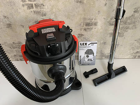 Пилосос промисловий LEX LXVC25L - для вологого і сухого прибирання : 2200Вт, фото 2