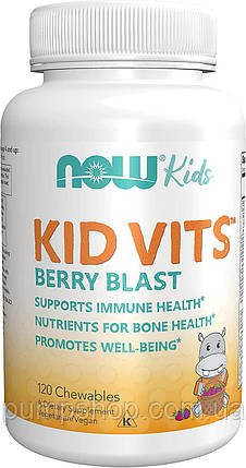 Вітаміни для дітей Now Foods Kid Vits 120 жеват. таб. ягідний смак, фото 1