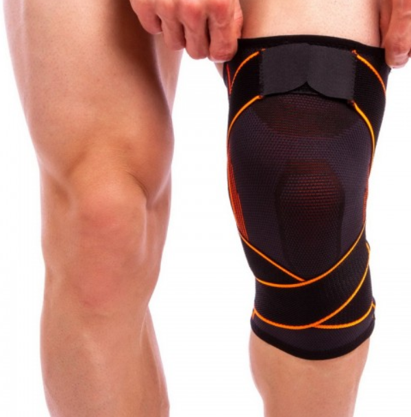 Наколінник еластичний із фіксувальним ременем і спіральними ребрами жорсткості (1 шт.) EXCEEDE 719CA Black (KG-2591), фото 1