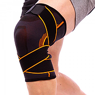 Наколінник еластичний із фіксувальним ременем і спіральними ребрами жорсткості (1 шт.) EXCEEDE 719CA Black (KG-2591), фото 2