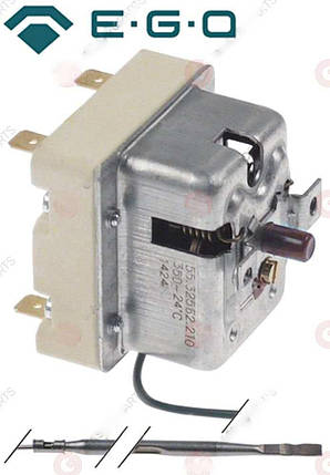 Термостат запобіжний EGO 55.32562.210 350 °C 2 полюси 20A зонд Ø 3mm L = 187mm, фото 1