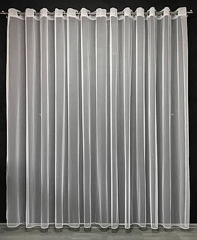 Тюль у спальню з фатину на люверсах готові стильні тюлі ALBO 500x270 cm, білий (T-F-L-5)