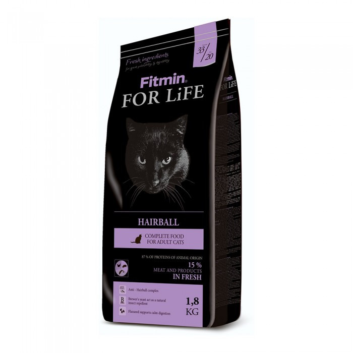 Сухой корм для длинношерстных кошек (для выведение шерсти) Fitmin For Life Hairball 1,8 кг - фото 1 - id-p1158055326