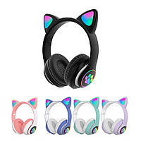 Бездротові навушники з котячими вушками CAT STN-28 безпровідні навушники з мікрофоном (Чорний)