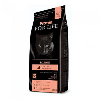 Сухий корм для дорослих котів з лососем Fitmin For Life Salmon 400 г