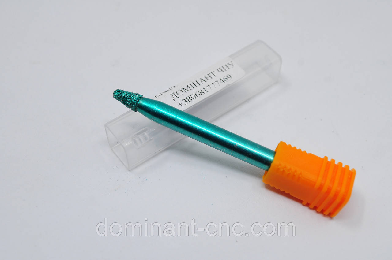 Фреза алмазна вакуумного напилення конусна D6*d2*l6*L60