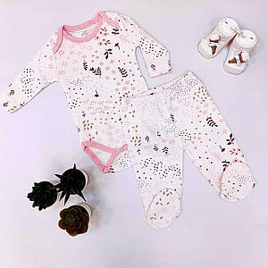 Комплект повзунки + боді для дівчаток. Вік 0-3 міс.(56 см), 3-6 міс (62 см), 6-9 міс (68 см)