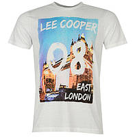 Мужская футболка белая Lee Cooper (оригинал), размер М 48 50 Англия хлопок прямая принт летняя молодежная