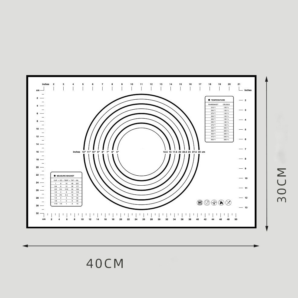 Килимок силіконовий для розкочування і випічки CHI білий 30*40 см з розміткою (200798), фото 1