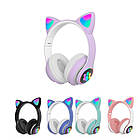 Безпровідні накладні навушники з котячими вушками CAT STN-28 Bluetooth гарнітура з мікрофоном (Фіолетовий)