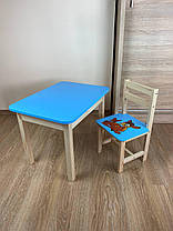 Дитячий блакитний столик з відкидною стільницею та зі стульчиком, фото 5