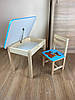 Дитячий блакитний столик з відкидною стільницею та зі стульчиком, фото 6