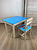 Дитячий блакитний столик з відкидною стільницею та зі стульчиком, фото 7